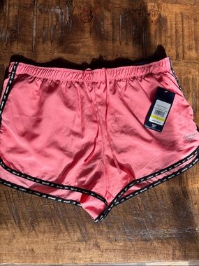 NWT Reebok Women's Coral Pink Athletic Shorts with Black Trim